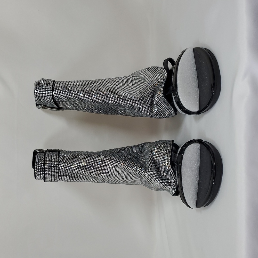 CAPE ROBBIN Carami Round Toe Fold Over Shiloha Rhinestone Flat Sandals ~ Black - Picture 15 of 17